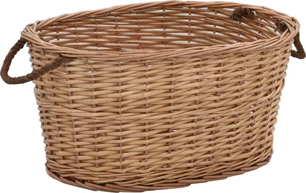 vidaXL természetes fűzfa tűzifatároló kosár fogantyúkkal 56x40x28 cm