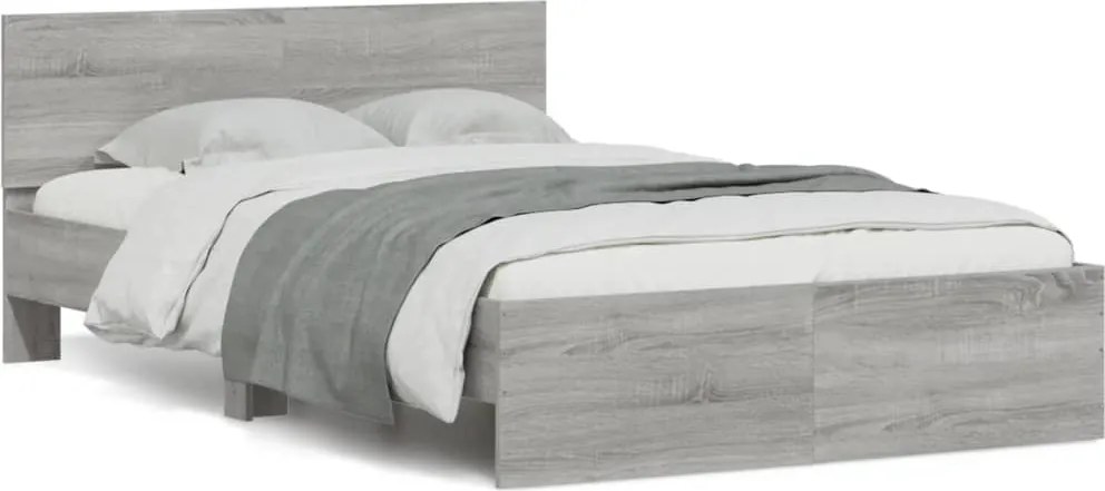 vidaXL szürke sonoma színű ágykeret fejtámlával 120 x 190 cm