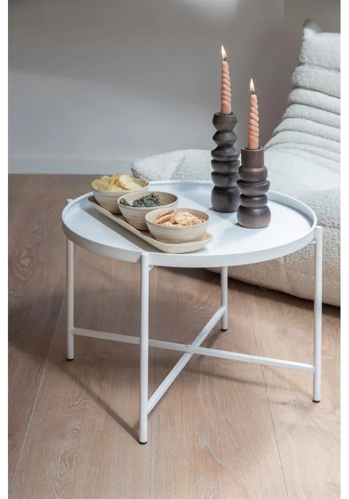 Fehér fém kerek dohányzóasztal ø 50 cm Meseta – Leitmotiv