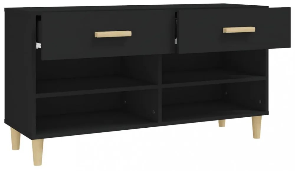 fekete szerelt fa cipősszekrény 102x35x55 cm