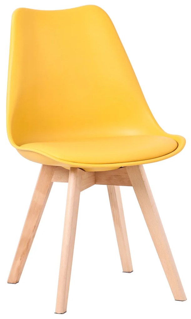 Scaun de sufragerie in stil scandinav de culoare galben, Monza