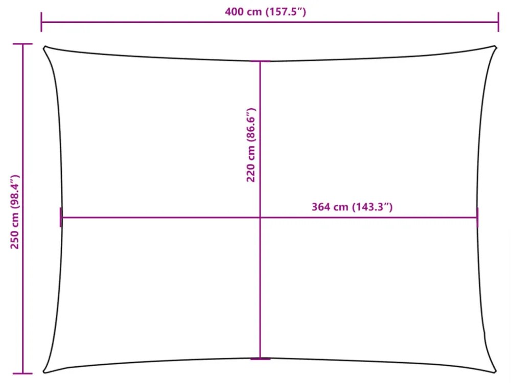 antracitszürke téglalap alakú oxford-szövet napvitorla 2,5x4 m