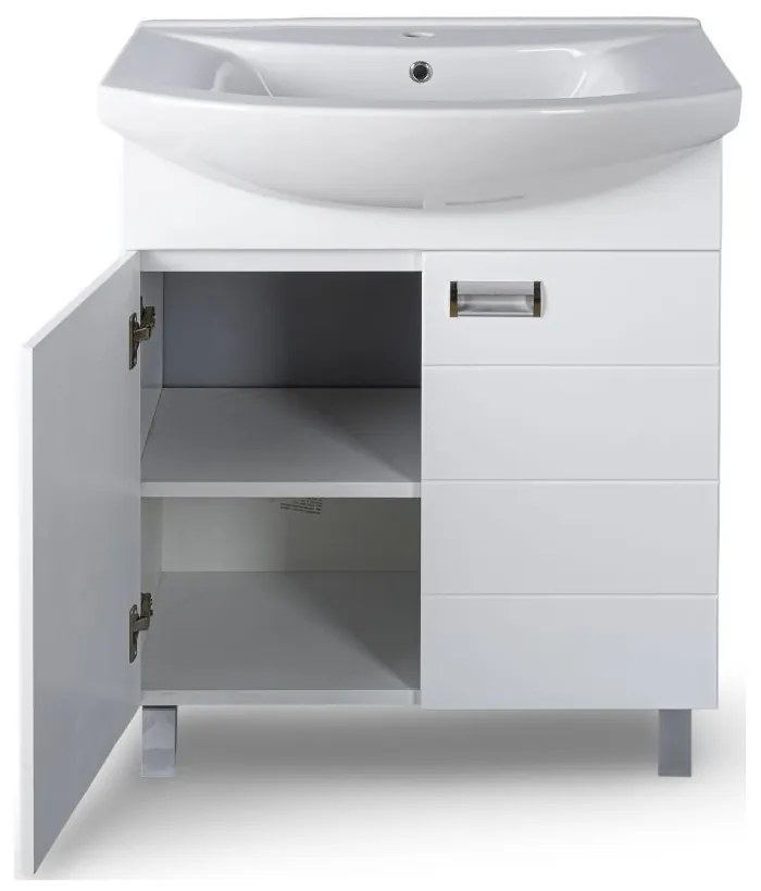 Viva SZQUARE 75 lábon álló fürdőszobabútor Sanovit ZENON 6075 porcelán mosdóval 75 x 49,8 cm