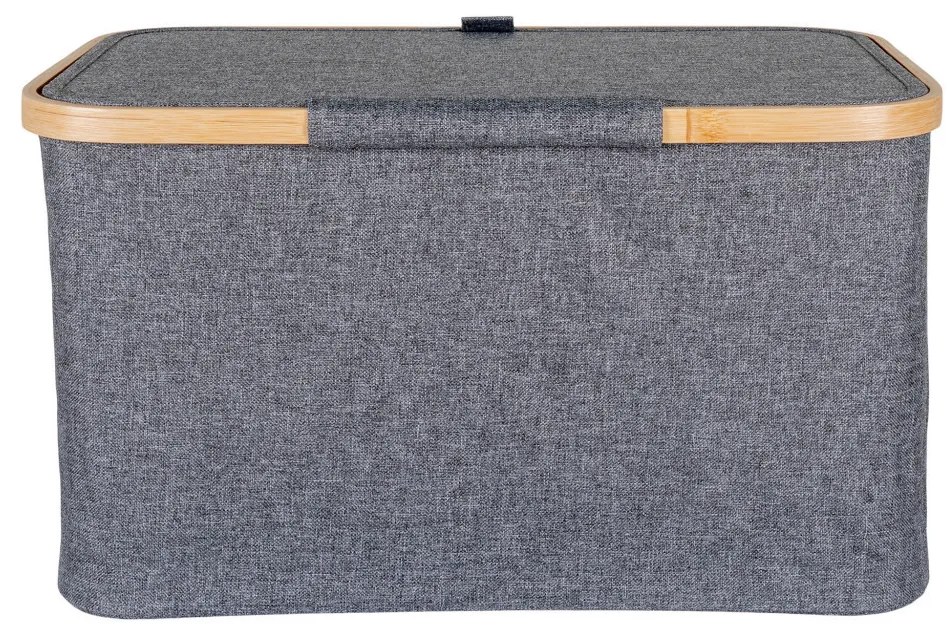 Noto kosár, bambusz/textil, sötétszürke, 30x45x25 cm