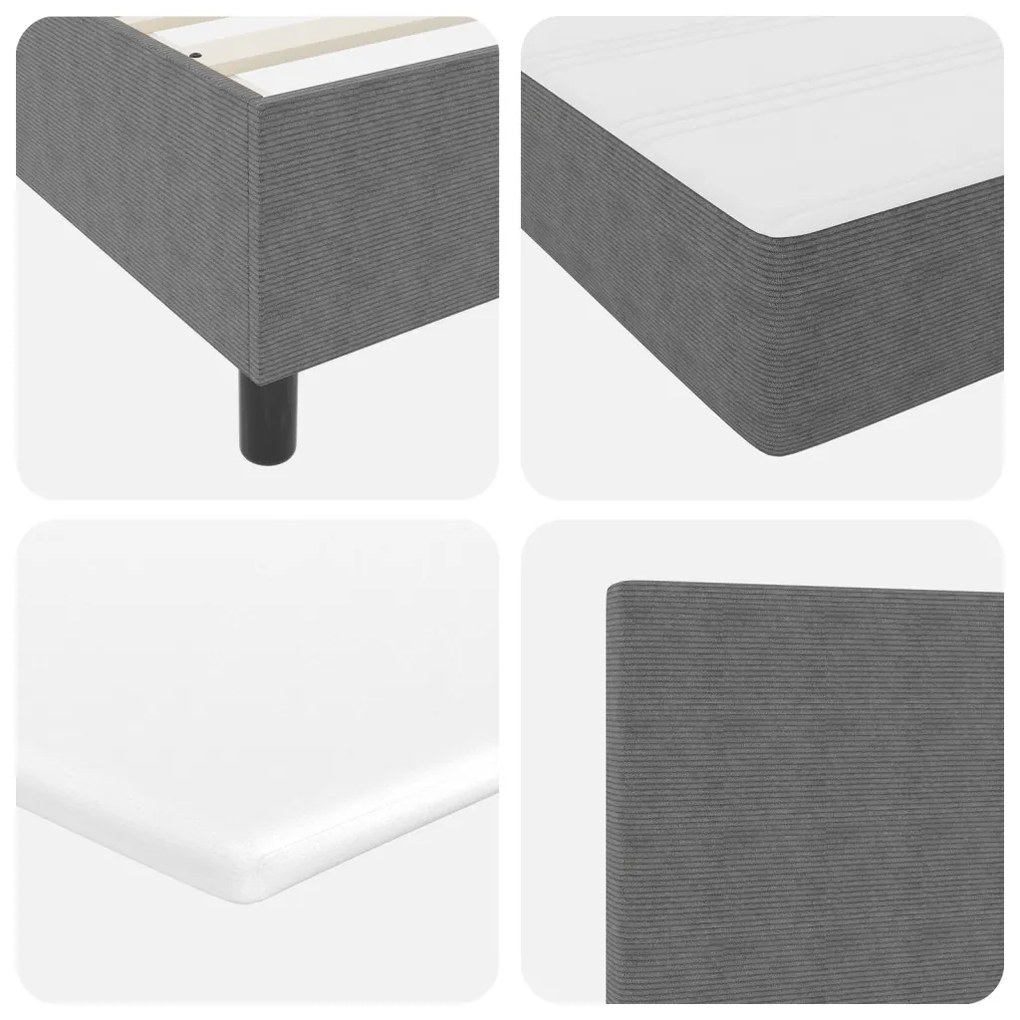 Boxspring ágy matraccal & LED világítással szürke 100x200 cm kordbársony