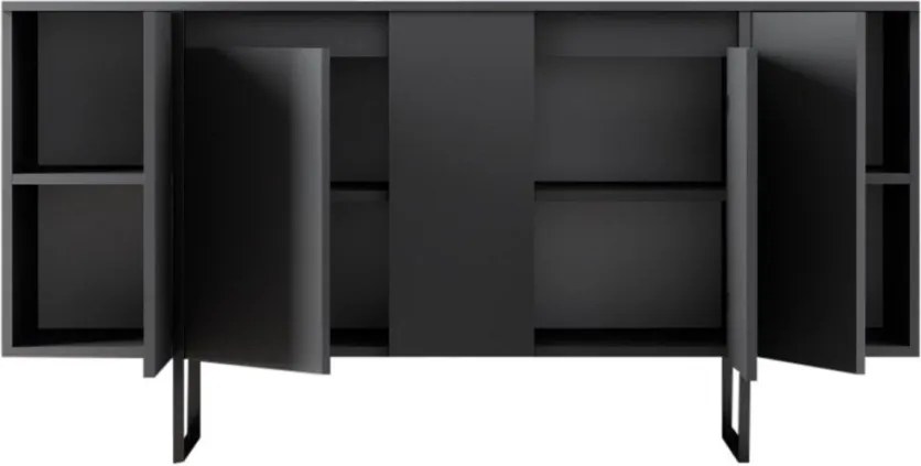 Komód, antracit-fekete, 160 cm