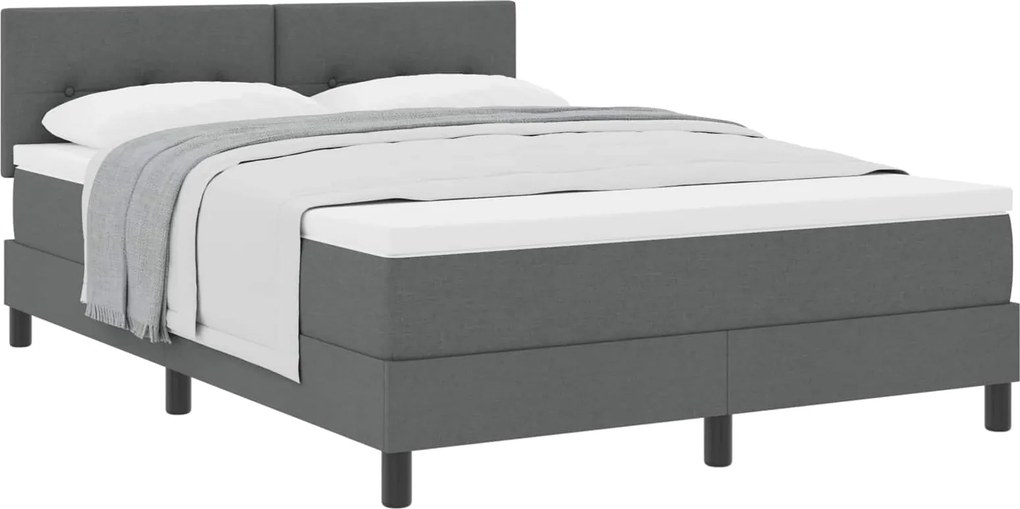 vidaXL Boxrugós ágy matracmal Sötétszürke 140 x 190 cm szövet