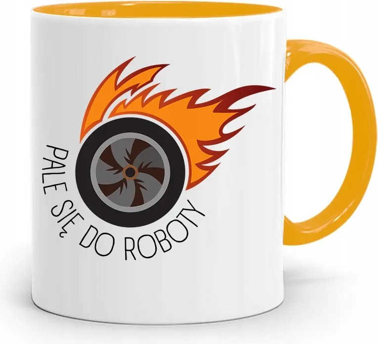 Sárga Bögre Ajándék Szerelő Ég A Munka, fényképes nyomtatással