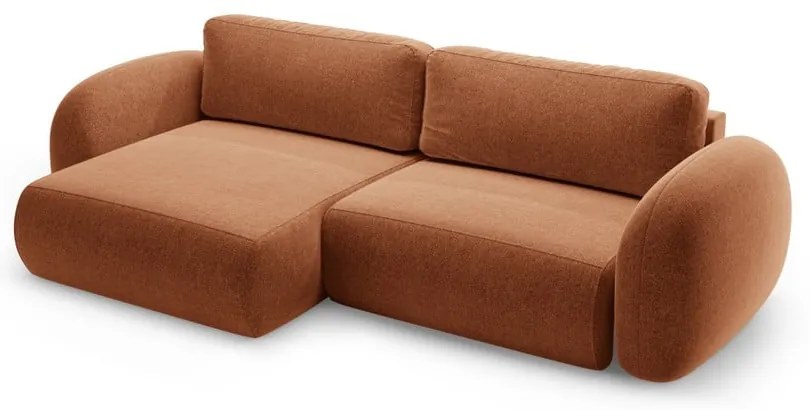 Téglavörös zsenília kinyitható-tárolóhelyes sarokkanapé Tonale – Cosmopolitan Design