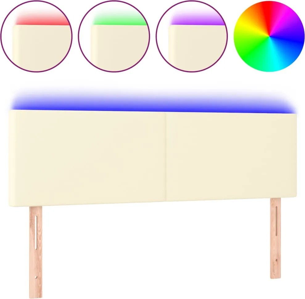 krémszínű műbőr LED-es fejtámla 144 x 5 x 78/88 cm