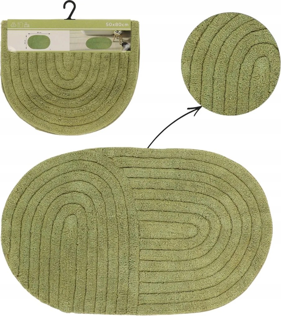 Fürdőszobaszőnyeg Puha Nedvszívó 50x80CM Stílusos Zöld Boho Mintás
