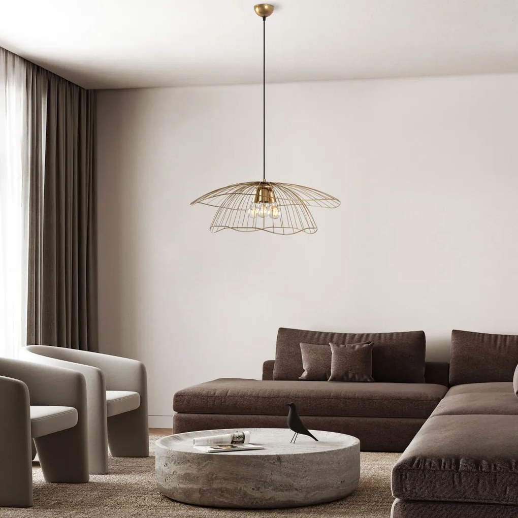 Mantar 6503-3-XL arany fém 3 izzós függőlámpa, Ø70 cm