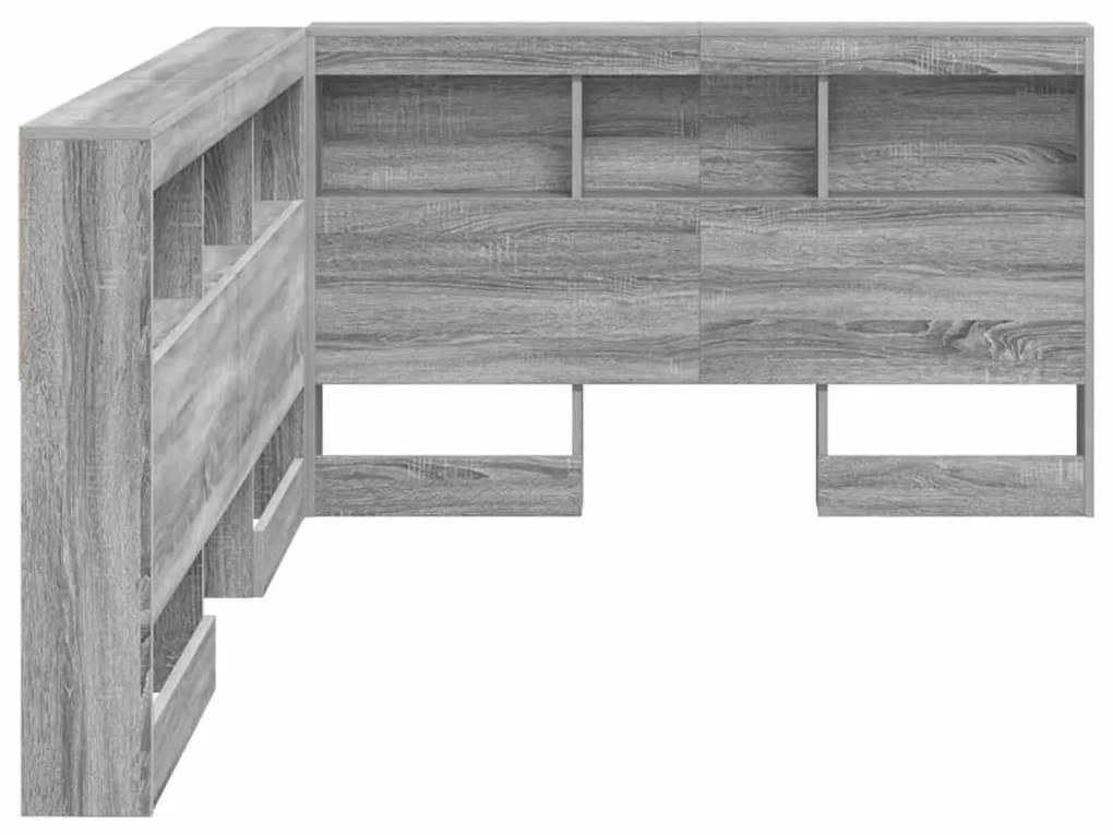 Tároló fejtámla polcokkal Szürke sonoma 120 cm Faanyag