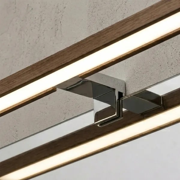 Brilagi -LED Fürdőszobai LED tükörvilágítás 3 az 1-ben WOODY MIRROR LED/12W/230V IP44 króm/tölgy-dió