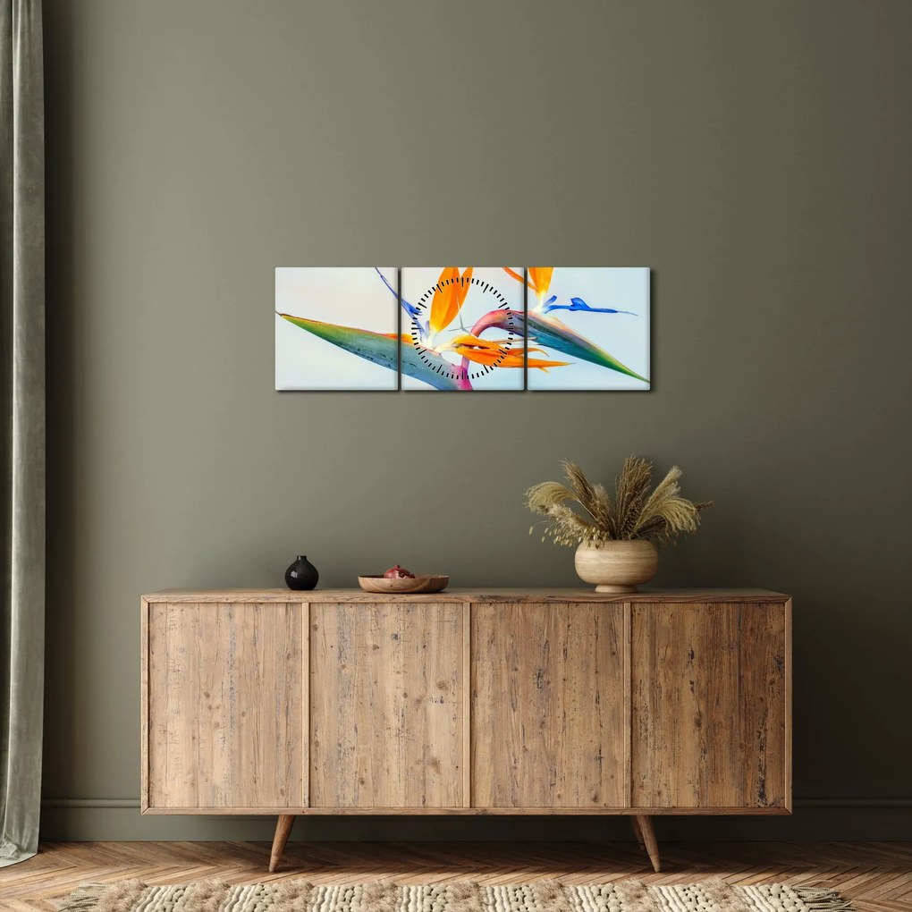 Virág képe (órával) (90x30 cm)