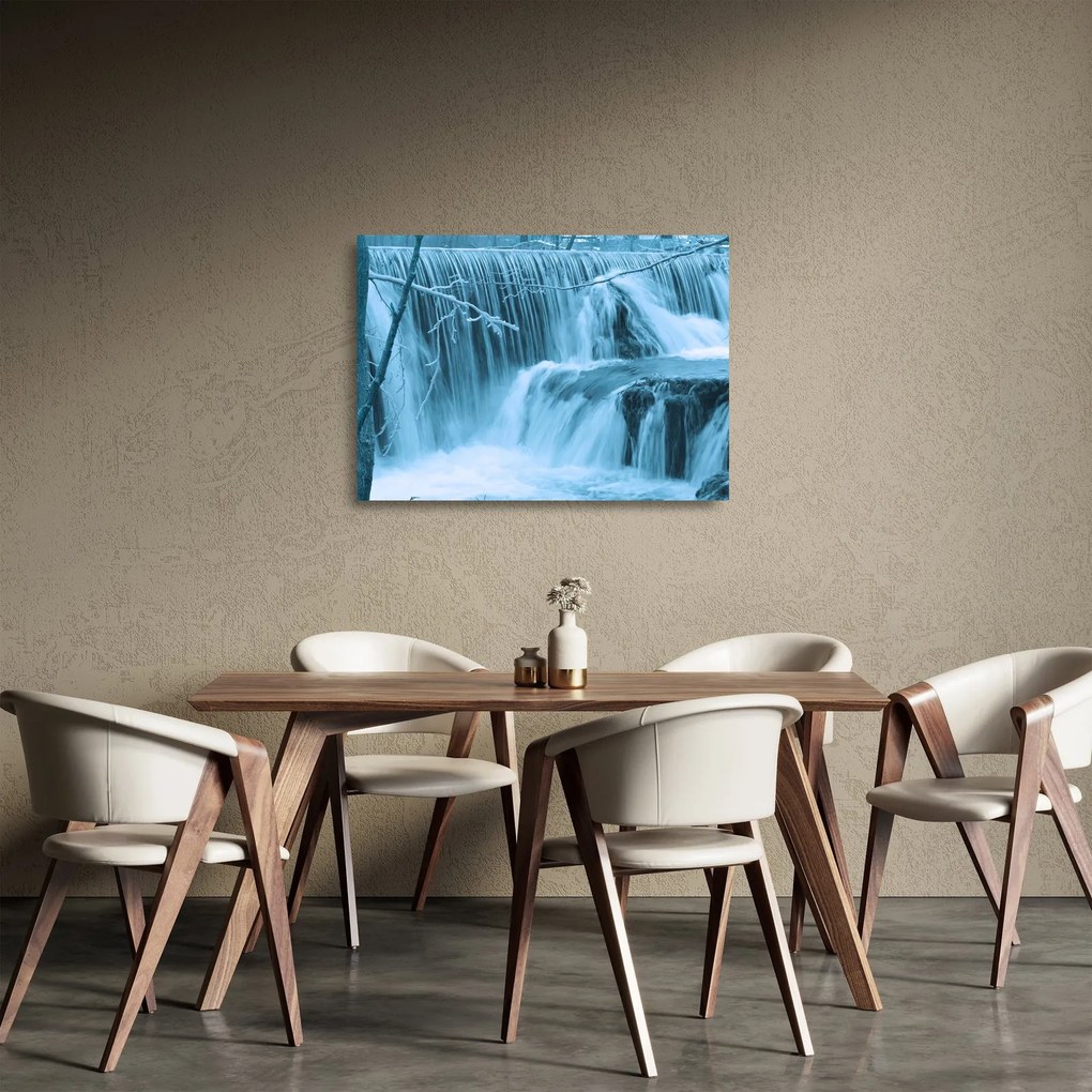 Kép - jeges vízesések (üvegen) (70x50 cm)