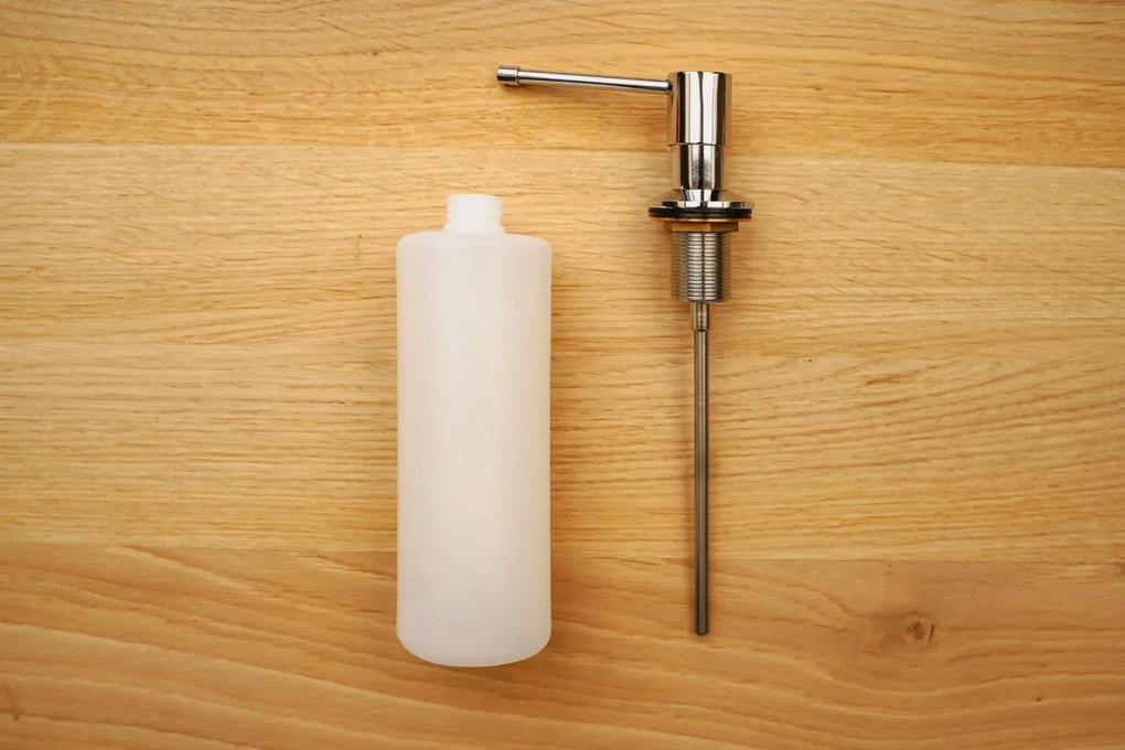 Mosogató minőségi felső, mosogatószer adagoló mosogatóhoz 400ml, króm, SKQ-DOZL-CH