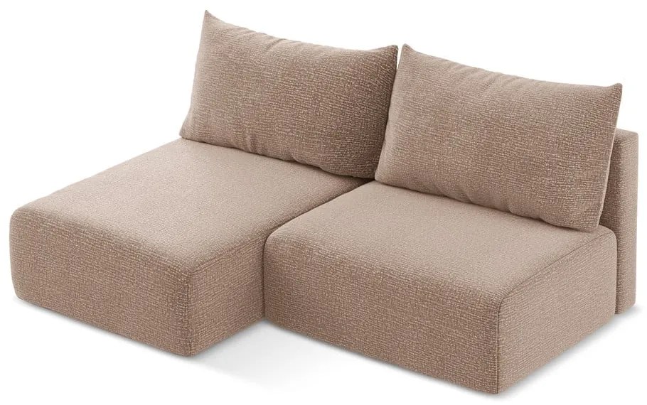 Világosbarna kinyitható-tárolóhelyes sarokkanapé (bal oldali) Kalena – Makamii