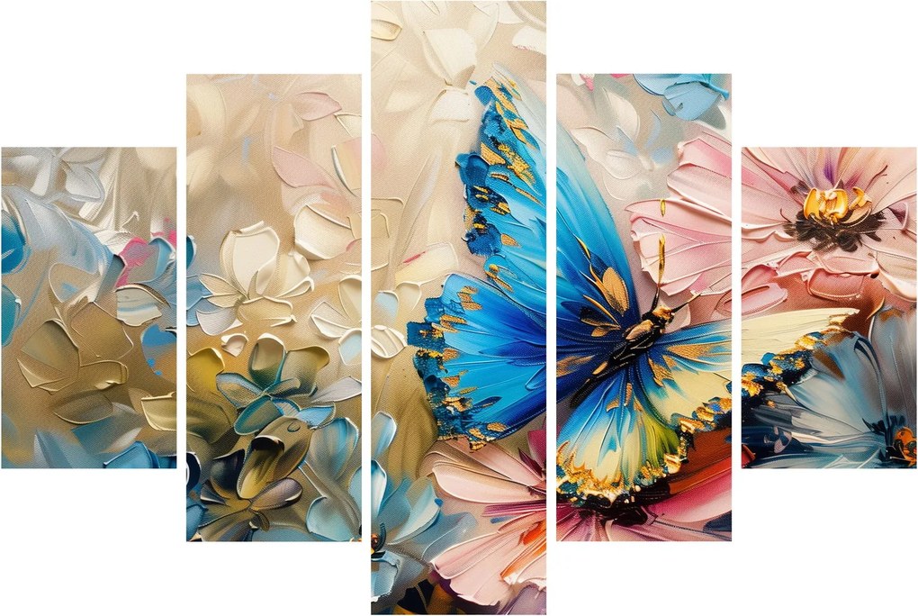 Kép - Virágok és pillangók festése (150x105 cm)