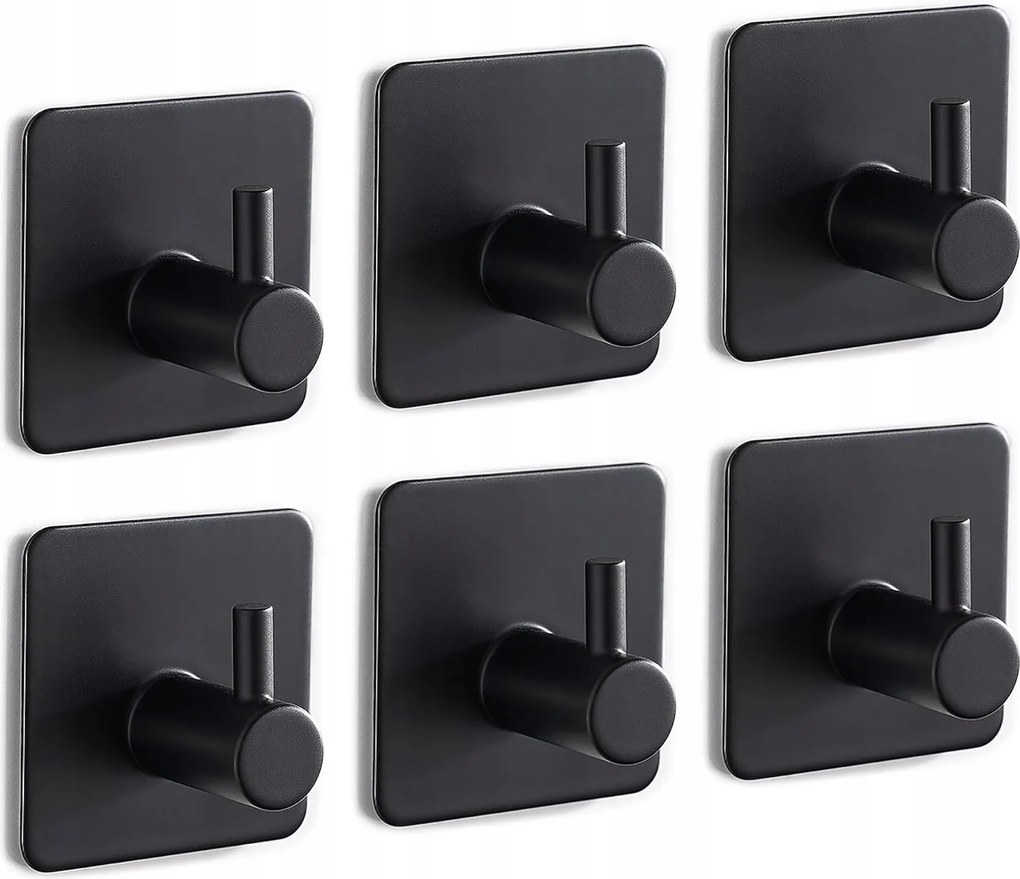 Eowihor Akasztó Fúrás Nélkül Fekete 6db Inox Erős