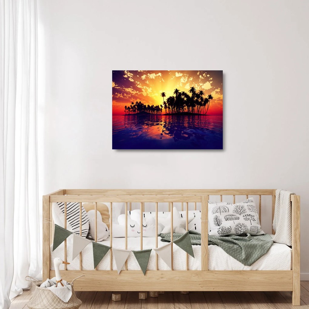 Egy sziget képe naplementekor (üvegen) (70x50 cm)