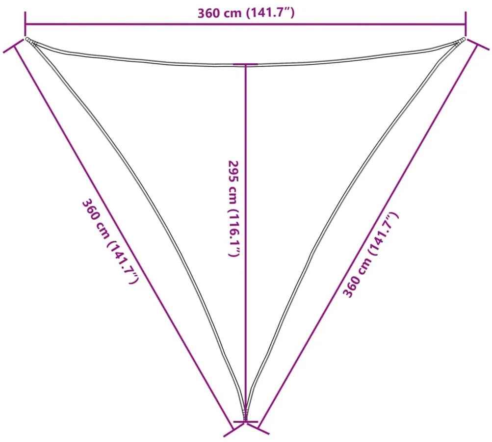 sötétzöld háromszögű oxford-szövet napvitorla 3,6 x 3,6 x 3,6 m