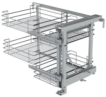Konyhai fémrács, sarokszekrénybe, részleges kihúzás, csillapított záródás, króm, jobbos, 1200mm, 600mm ajtó szélesség, SIGE Green Line 350