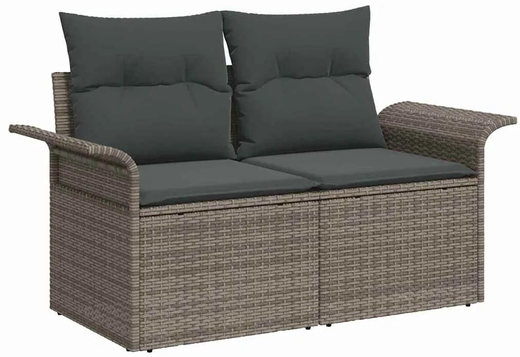 Kerti Kanapé Szett párnával tárolóval 8 pcs Szürke Poli rattan