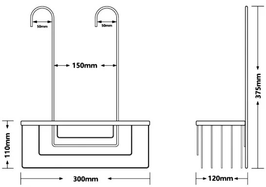 Gedy - SMART akasztós zuhanypolc 37,5x30 cm metál szürke
