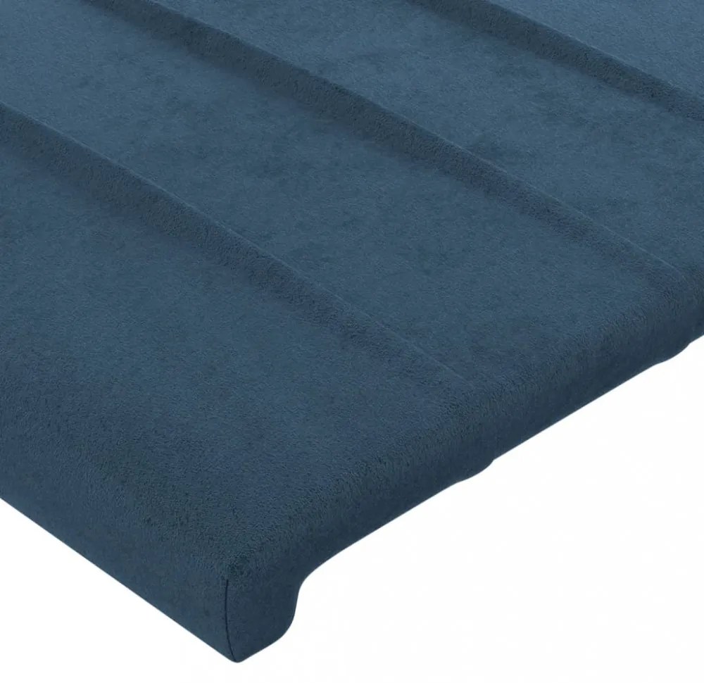 sötétkék bársony LED-es fejtámla 90x5x78/88 cm