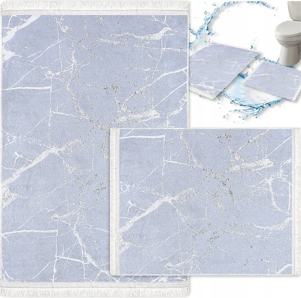 Fürdőszobaszőnyeg Szett Csúszásgátló 2 Részes Szürke Gyorsan Száradó