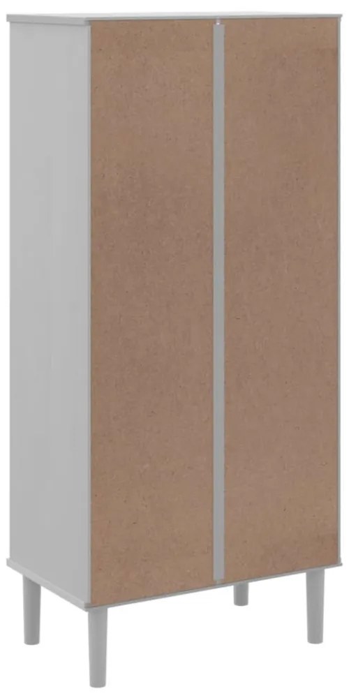 SENJA fehér rattanhatású tömör fenyő könyvszekrény 60x35x130 cm