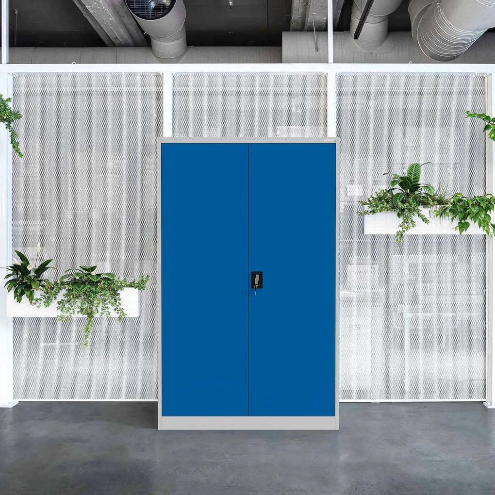 Fém iratszekrény JAN II, 1150 x 185 x 400 mm, szürke-kék