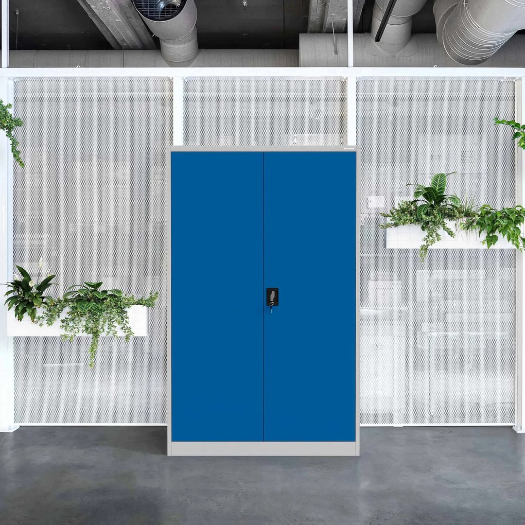 Fém iratszekrény JAN II, 1150 x 1850 x 400 mm, szürke-kék