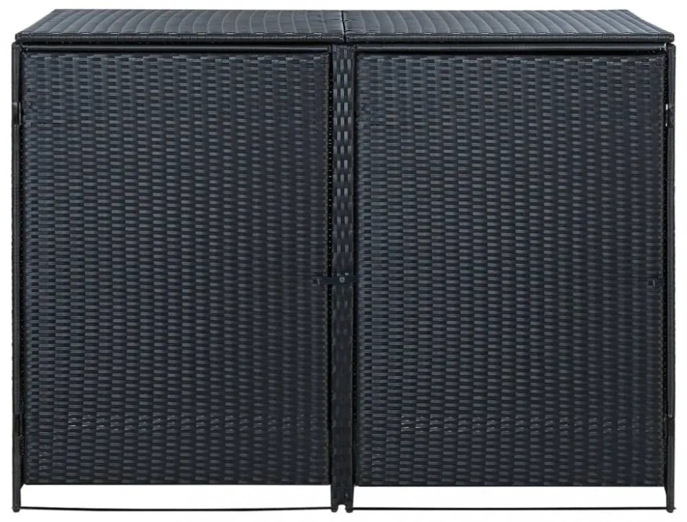 fekete rattan dupla tároló gurulós kukához 148 x 80 x 111 cm