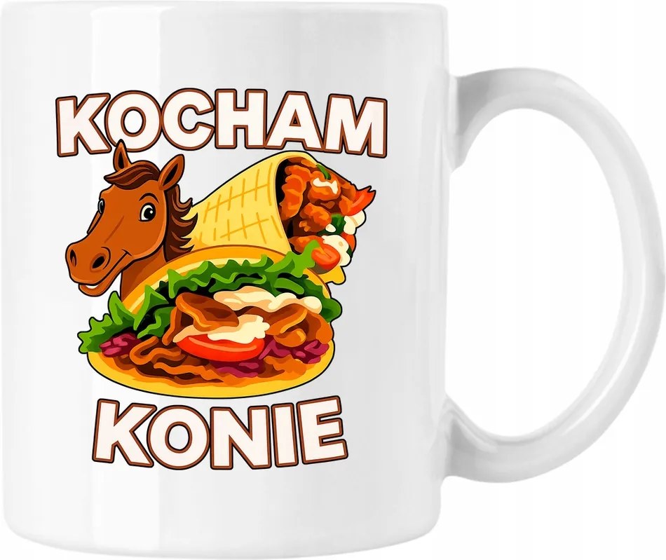 Szeretem a lovakat, kebab, humor bögre, fehér, 330 ml