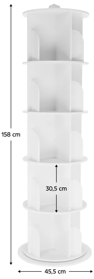 Forgó polcállvány, 5 polc, fehér, ERION TYP 2 + ajándék