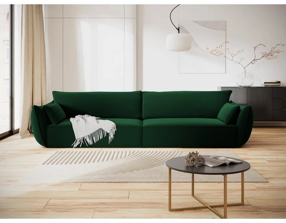 Sötétzöld bársony kanapé 248 cm Vanda – Mazzini Sofas