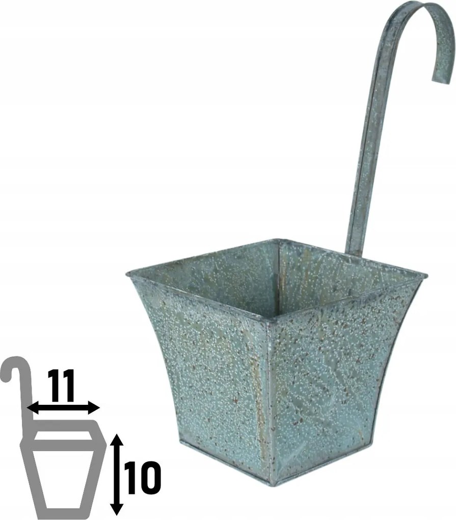 Odessa függesztett virágtartó erkélyre, korlátra 10 x 11 x 11 cm szürke-antik