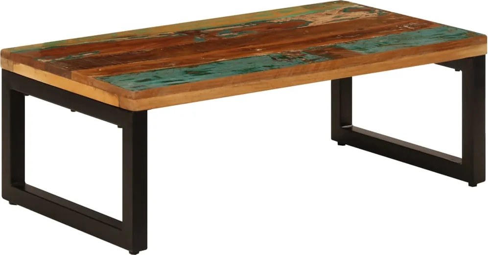 vidaXL tömör újrahasznosított fa és acél dohányzóasztal 100x50x35 cm
