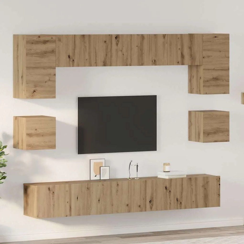 TV szekrény garnitúra 8 pcs kézműves tölgy 100 x 30 x 30 cm