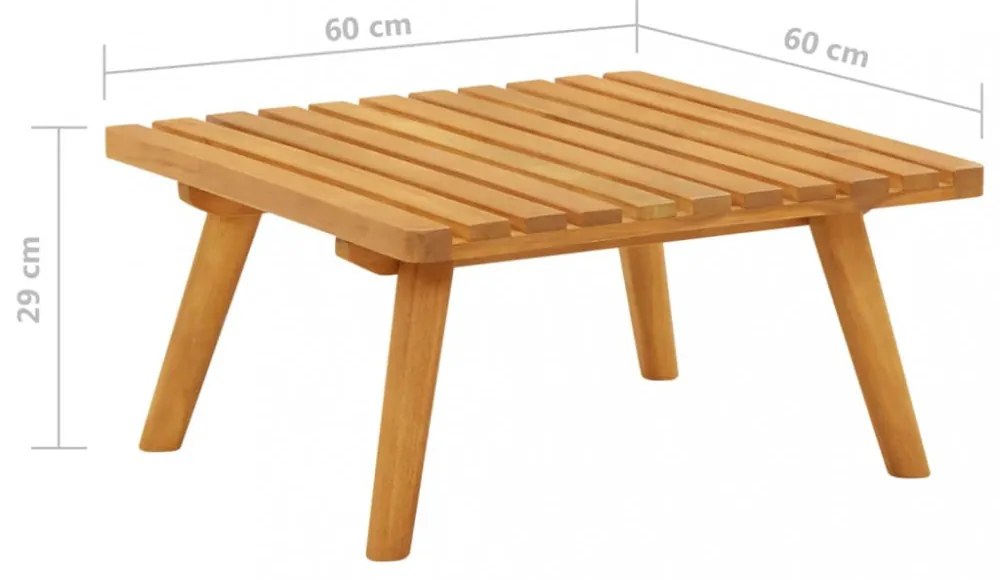 tömör akácfa kerti lábzsámoly párnával 60 x 60 x 29 cm