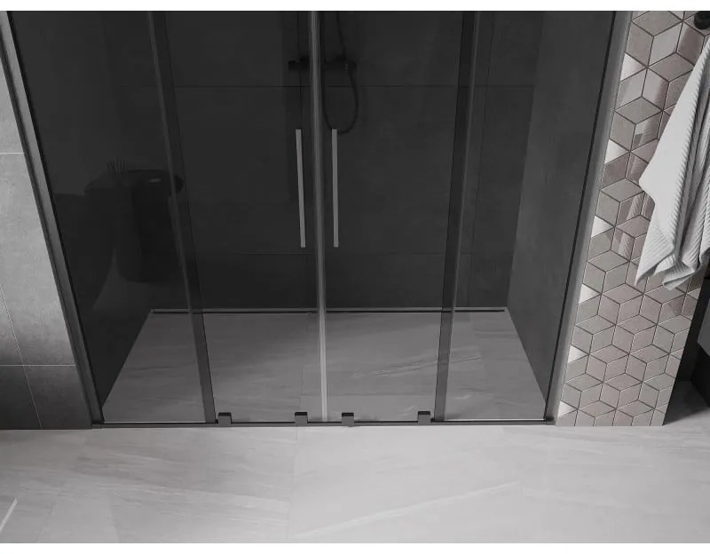 Mexen Velar Duo, tolózuhanyajtó nyitáshoz 180 cm, 8 mm szürke üveg, polírozott grafit, 871-180-000-42-66