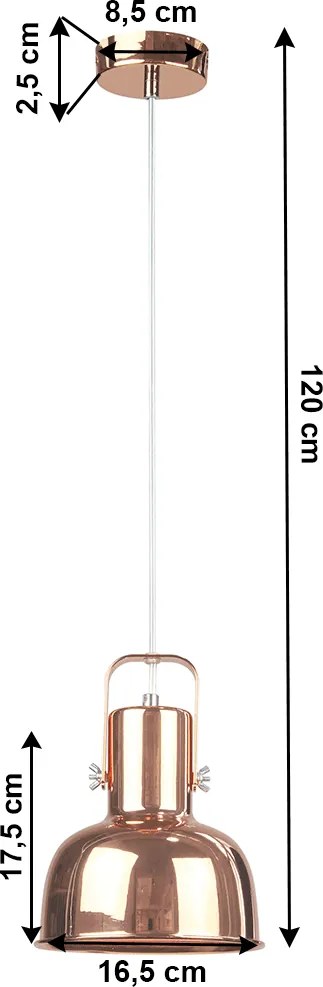Függőlámpa retro stílusban, fém, rose gold, AVIER TYP 3