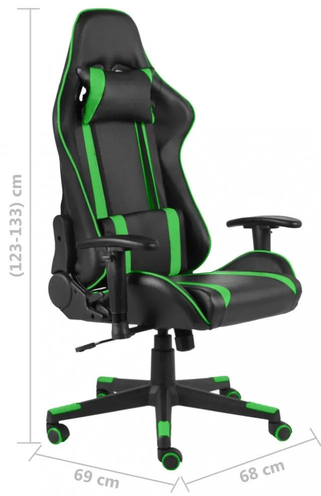 zöld PVC forgó gamer szék