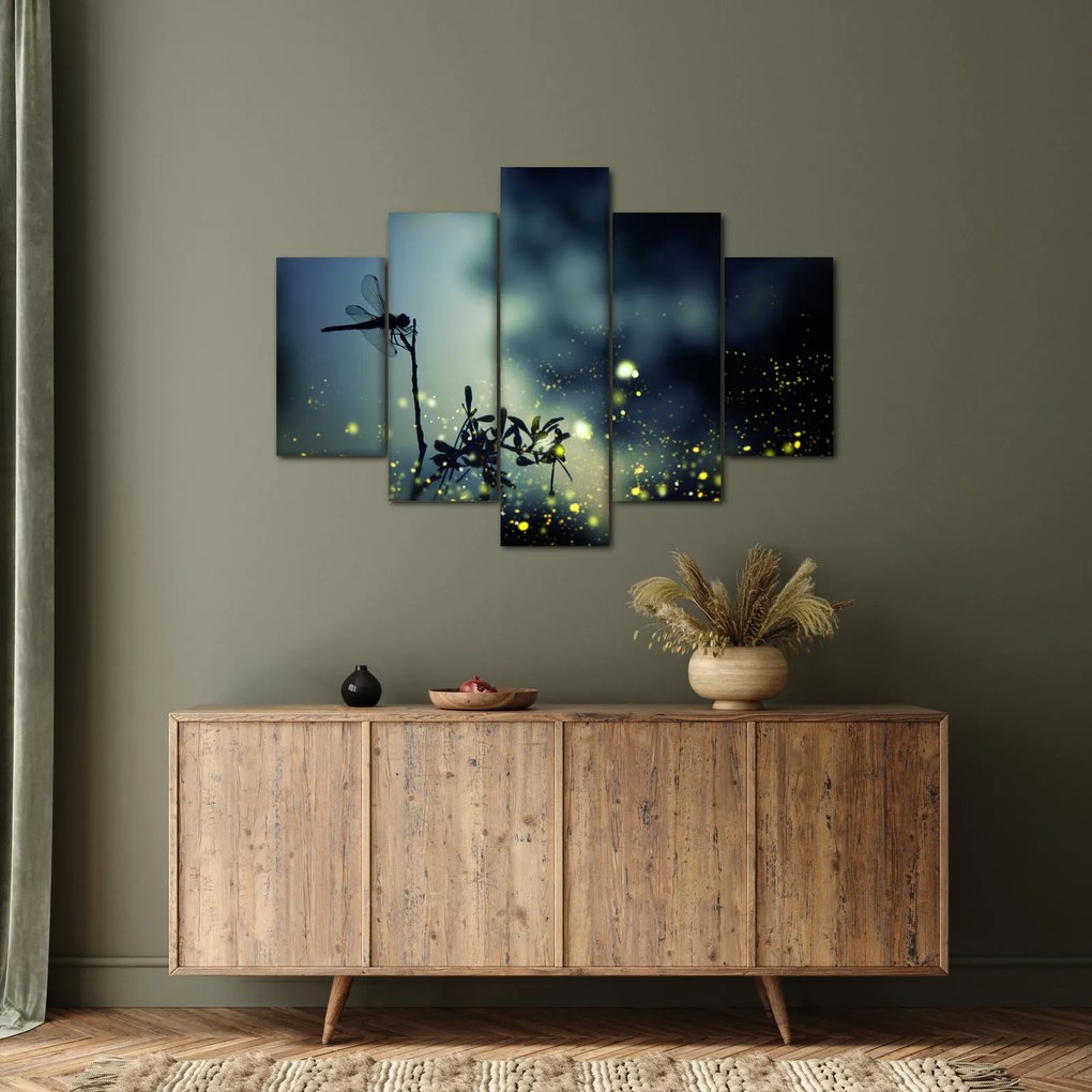 Kép - szitakötő a csillogó éjszakában (150x105 cm)