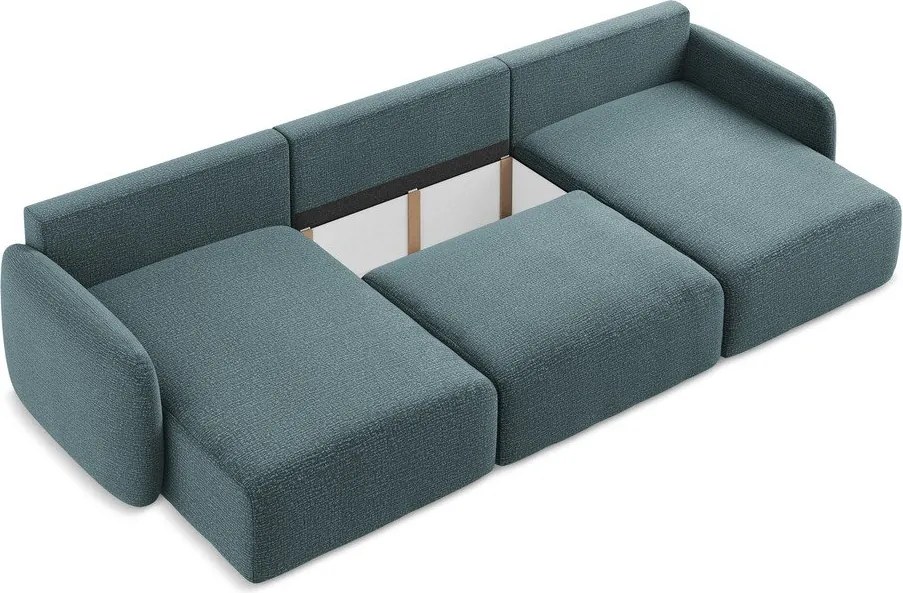 Türkiz kinyitható-tárolóhelyes sarokkanapé Kalena – Makamii