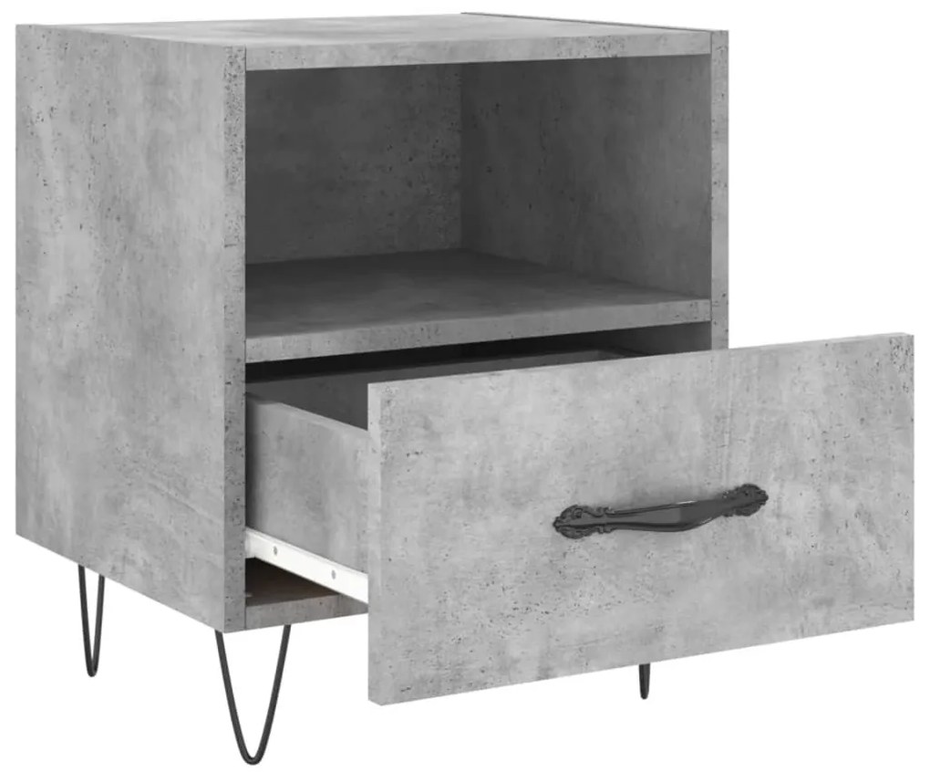2 db betonszürke szerelt fa éjjeliszekrény 40 x 35 x 47,5 cm