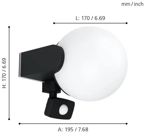 Eglo 99573 - Kültéri fali lámpa érzékelővel RUBIO 1xE27/15W/230V IP44