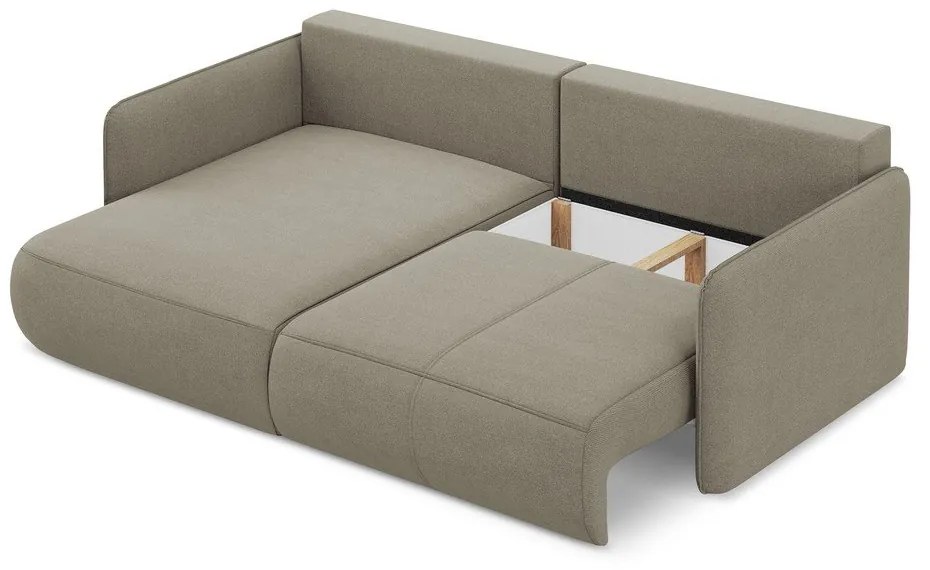 Bézs kinyitható-tárolóhelyes sarokkanapé (bal oldali) Nanea – Makamii